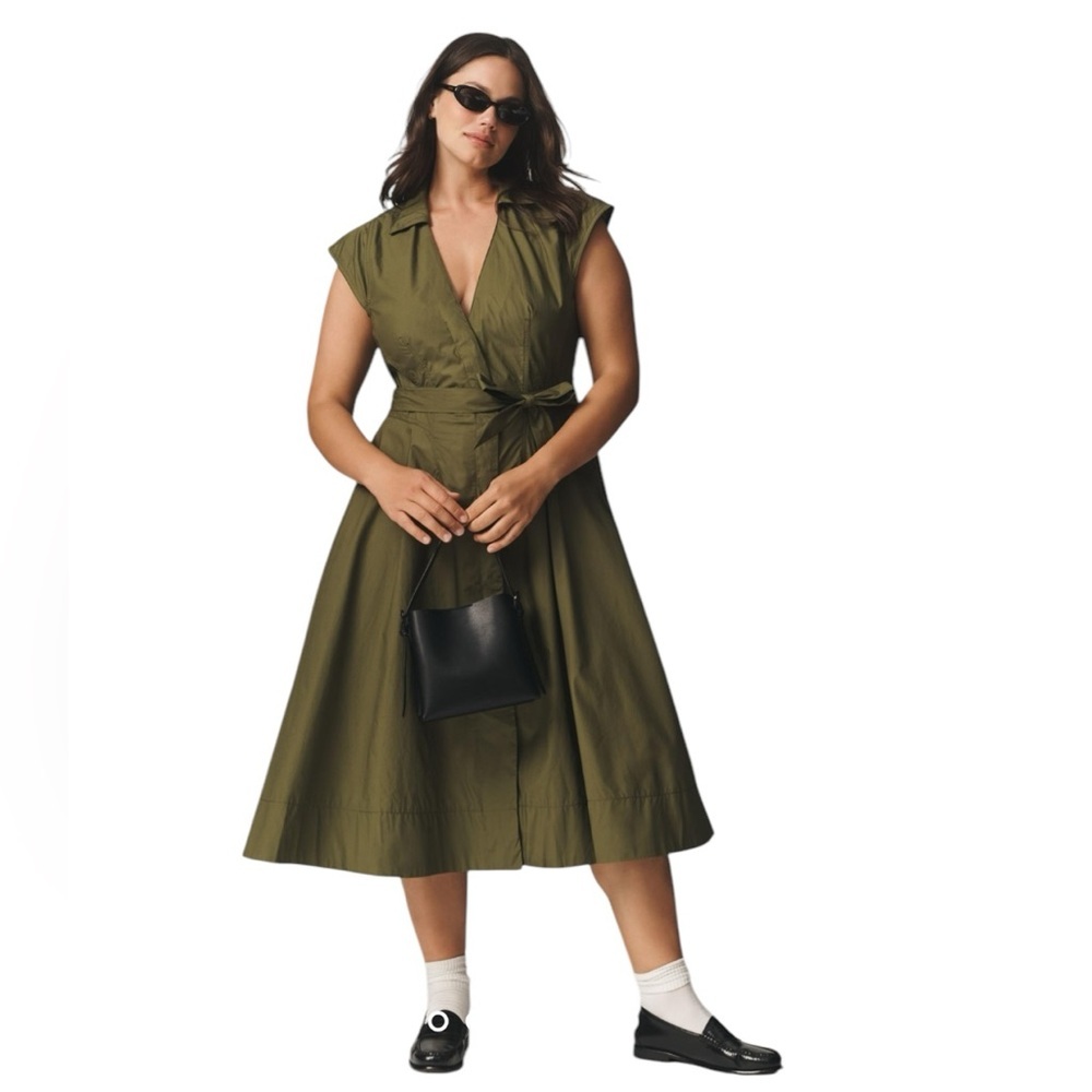 Anthropologie Olive Green Midi Dress
